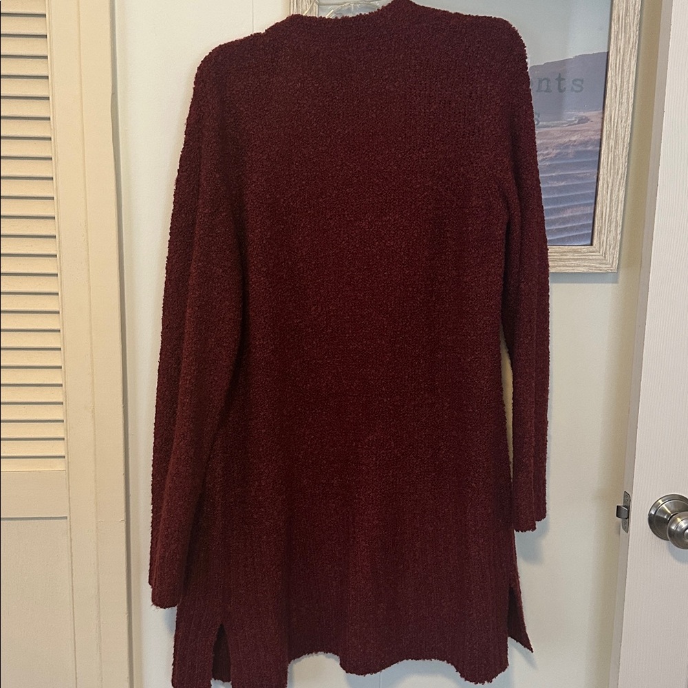 Size XL Alexandra & Oak Marroon Long Cardigan Open Front Duster Sweater - Picture 3 of 3